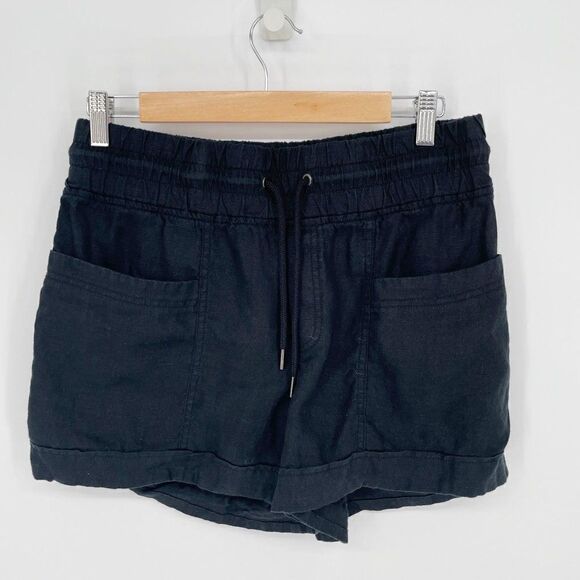 Athleta Cabo Linen 4" Short Black Lightweight Slim Fit Drawstring Women's 6 - Picture 2 of 7